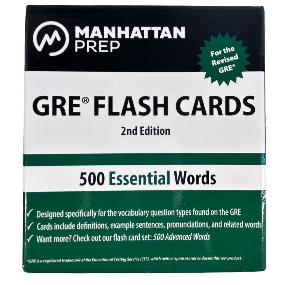 Manhattan Prep GRE Flash Cards Test Study 2nd Ed Essential